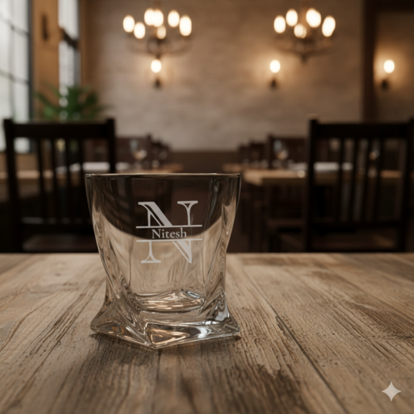Engraved Crystal Whisky Glass – Custom Name & Initial Monogram, Perfect Gift for Any Occasion