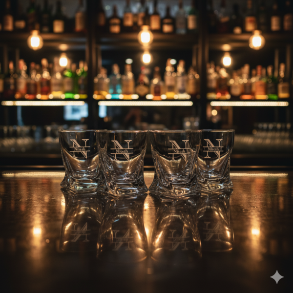 Engraved Crystal Whisky Glass – Custom Name & Initial Monogram, Perfect Gift for Any Occasion
