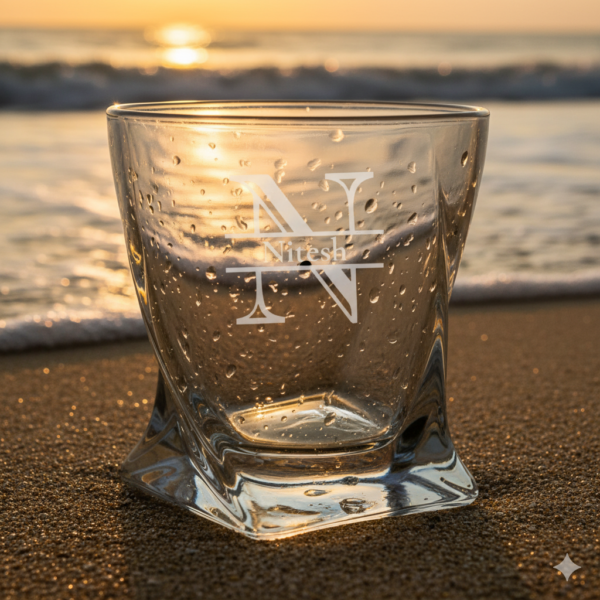 Engraved Crystal Whisky Glass – Custom Name & Initial Monogram, Perfect Gift for Any Occasion