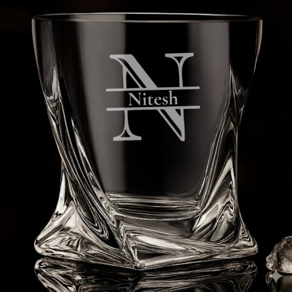 Engraved Crystal Whisky Glass – Custom Name & Initial Monogram, Perfect Gift for Any Occasion