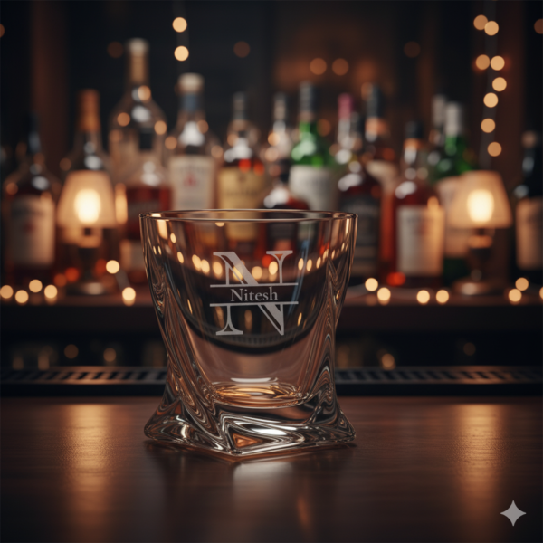 Engraved Crystal Whisky Glass – Custom Name & Initial Monogram, Perfect Gift for Any Occasion