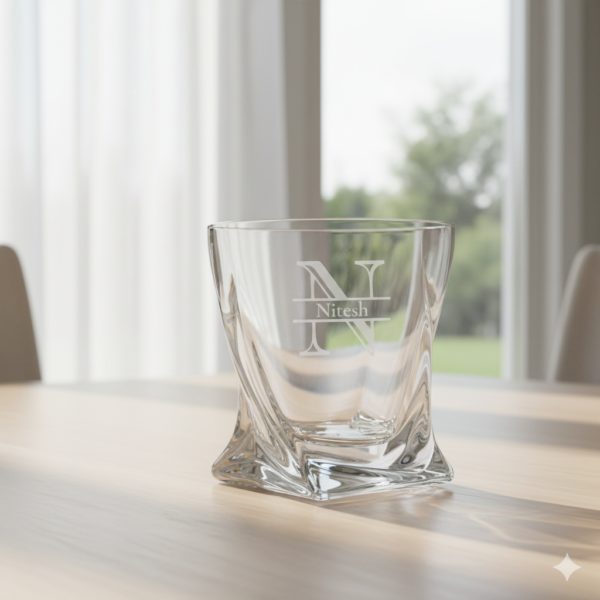 Engraved Crystal Whisky Glass – Custom Name & Initial Monogram, Perfect Gift for Any Occasion