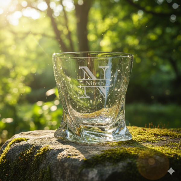 Engraved Crystal Whisky Glass – Custom Name & Initial Monogram, Perfect Gift for Any Occasion