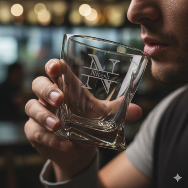 Engraved Crystal Whisky Glass – Custom Name & Initial Monogram, Perfect Gift for Any Occasion
