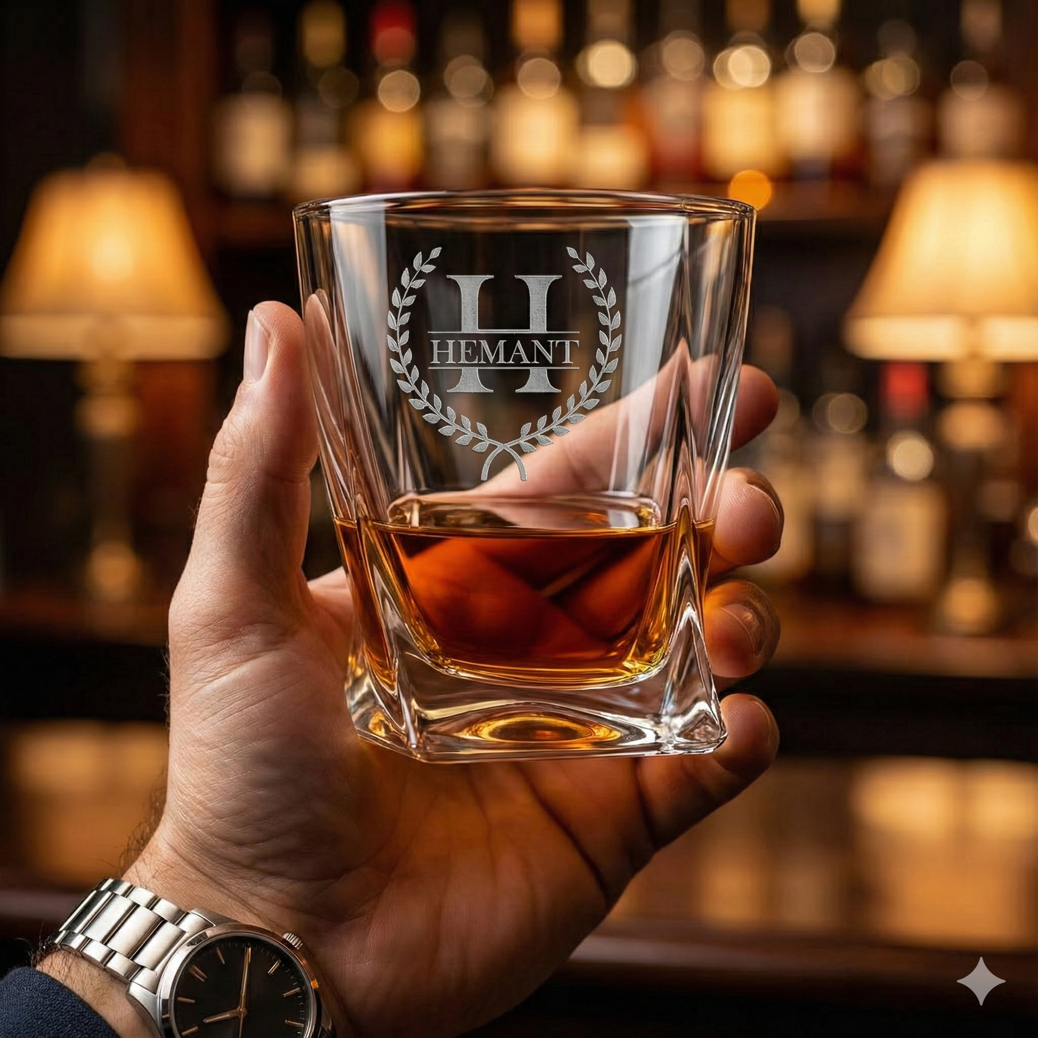 Personalized Whiskey Glass – Custom Engraved Scotch or Bourbon Glass Gift for Men Deep Etched Barware for Dad, Husband, Groomsman