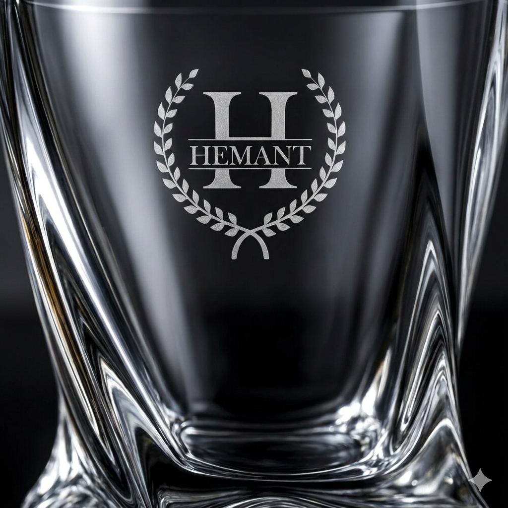 Personalized Whiskey Glass – Custom Engraved Scotch or Bourbon Glass Gift for Men Deep Etched Barware for Dad, Husband, Groomsman