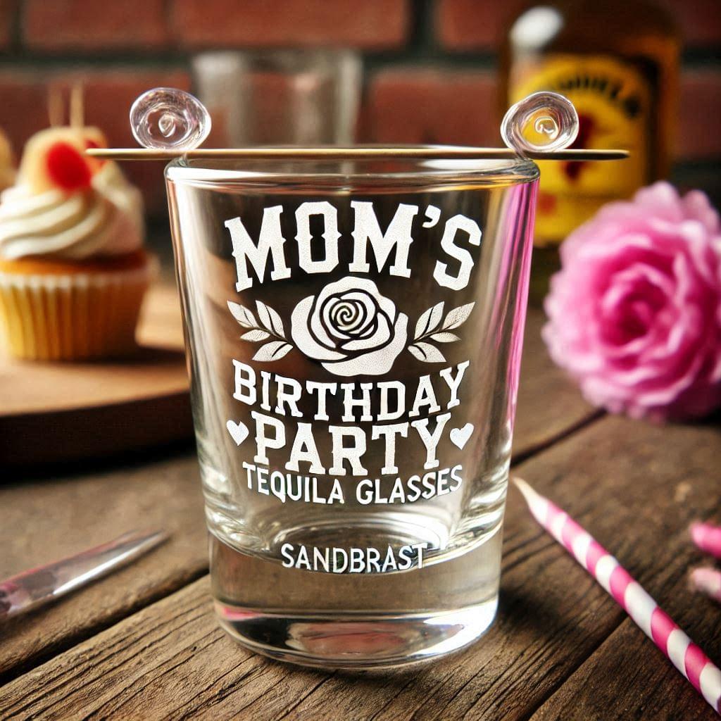 Personalized Deep Engraved Mom's Birthday Party Tequila Shot Glasses - Custom Gift for Mom's Birthday Party